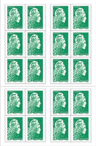 Carnet 20 timbres Marianne l'engagée - Lettre verte