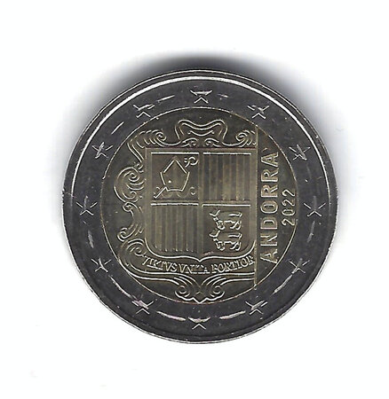Monnaie 2 euros andorre 2022 - armoiries  face commune