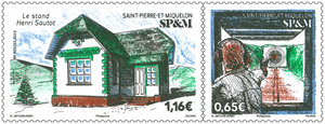 Timbre Saint Pierre et Miquelon - Diptyque - Le stand Henri Sautot