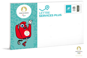 Prêt-à-Poster - Lettre Services Plus - XS - Pochette cartonnée 27,5 x 16,5 cm – épaisseur 3 cm - Paris 2024