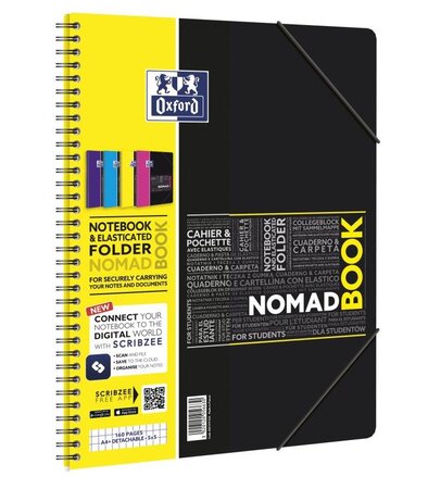 Cahier ETUDIANT 'Nomadbook' 24x31 cm Quad 5x5 160 pages 90g avec chemise intégrée OXFORD