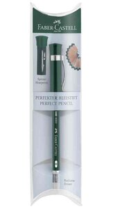Kit Crayon CASTELL 9000 Perfect Pencil + gomme + capuchon taille-crayon B Vert FABER-CASTELL