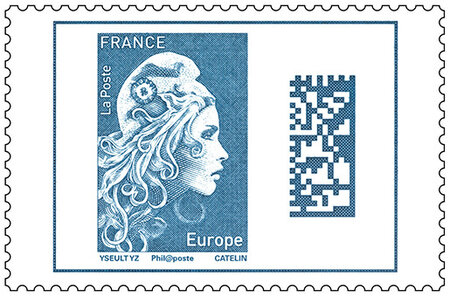 Timbre Marianne l'engagée - Bleu - Europe