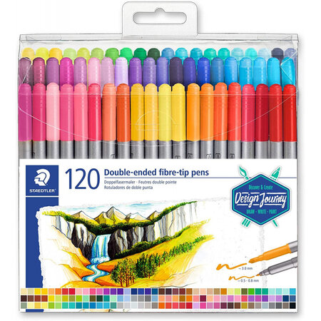 Boîte de 120 crayons feutre de couleur - double pointe - assortis - staedtler 3200