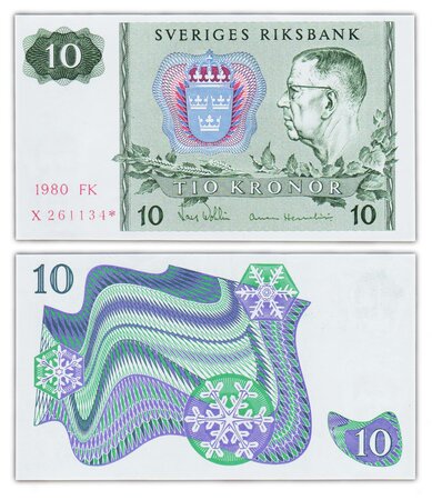 Billet de collection 10 kronor 1980 suede - neuf - p52r étoile billet de remplacement