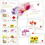 Carnet - Croix-Rouge - L'amour en 10 fleurs - 10 timbres autocollants