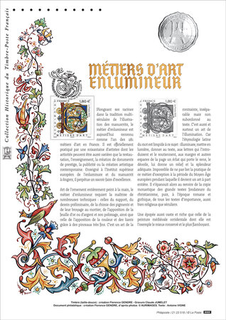 Document philatélique - Métiers d'art - Enlumineur