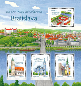 Bloc 4 timbres - Capitales Européennes - Bratislava - Lettre internationale
