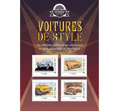 Collector 4 timbres - Voitures de style - Studio - Lettre Verte