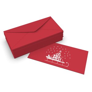 Lot de 50 enveloppes de noël traîneau à neige rouge foncé 110x220 mm (dl)