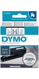 DYMO LabelManager cassette ruban D1 9mm x 7m bleu/Blanc (compatible avec les LabelManager et les LabelWriter Duo)