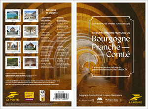 Collector 8 timbres - Sites patrimoine mondial de Bourgogne Franche-Comté - Lettre verte