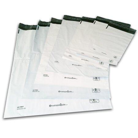 Lot de 1000 enveloppes plastiques blanches opaques fb03 - 240x350 mm