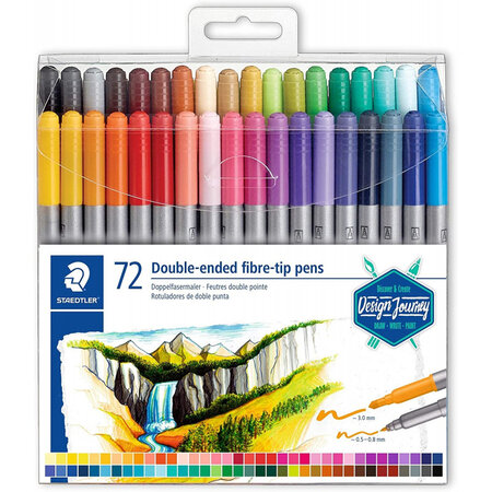 Boîte de 72 crayons feutre de couleur - double pointe - assortis - staedtler 3200