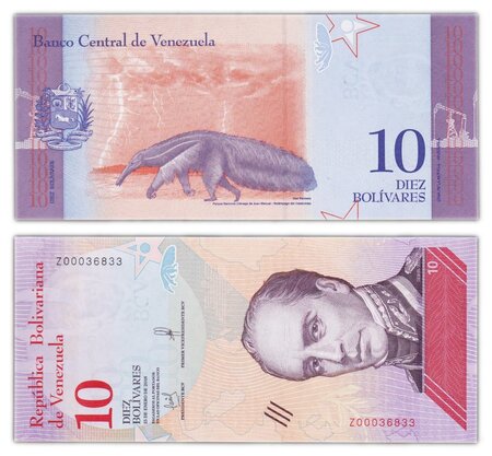 Billet de collection 10 bolivares 2018 venezuela - neuf - p103 - préfixe z billet de remplacement