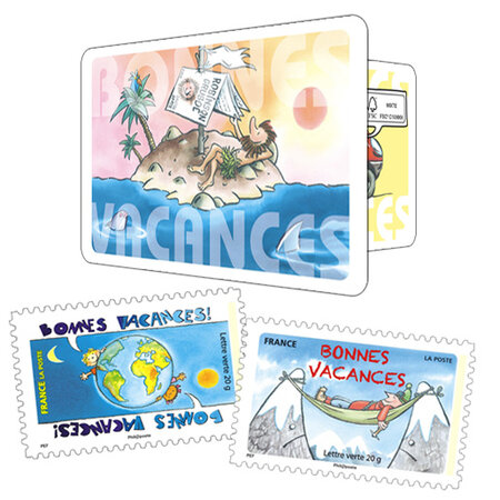 Carnet - Bonnes Vacances - 12 timbres autocollants