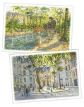 Lot de 6 cartes postales - Eté - Places et Fontaines de Paris
