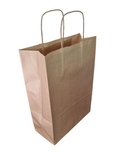 Lot de 50 sacs en papier kraft brun avec poignées torsadées : brun 24 x 34 x 8 cm