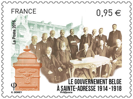 Timbre - Le gouvernement belge à Sainte-Adresse 1914 - 1918