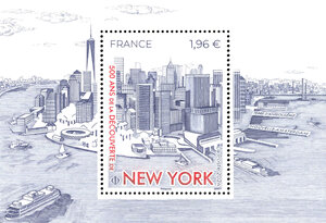 Bloc 1 timbre - 500 ans de New York - Lettre internationale
