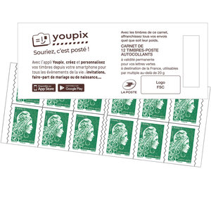 Carnet 12 timbres Marianne l'engagée - Lettre Verte - Youpix