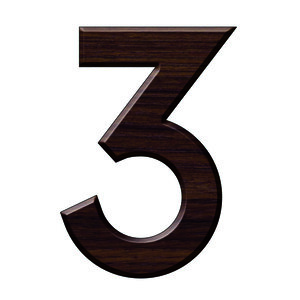 Numéro 3-Numéro adhésif pour boîtes aux lettres - Résine de 3 mm, hauteur environ 50 mm - Taurus (chêne foncé)