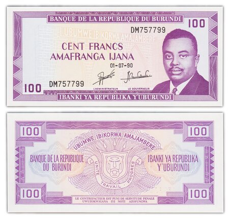 Billet de Collection 100 Francs 1990 Burundi - Neuf - P29c