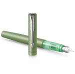 PARKER VECTOR XL Stylo plume  laque verte métallisée sur laiton  plume moyenne  encre bleue  Coffret cadeau