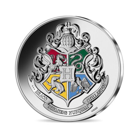 Harry potter - blason poudlard - monnaie de 10€ argent colorisée