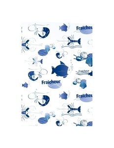 (lot   1000 pochettes) pochette papier + polyéthylène imprimée à fermeture adhésive poisson